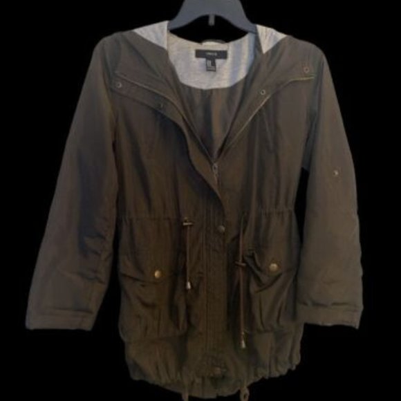 Forever 21 Women's Hooded Jacket Olive Green Utility Pockets Size Large - Picture 1 of 4